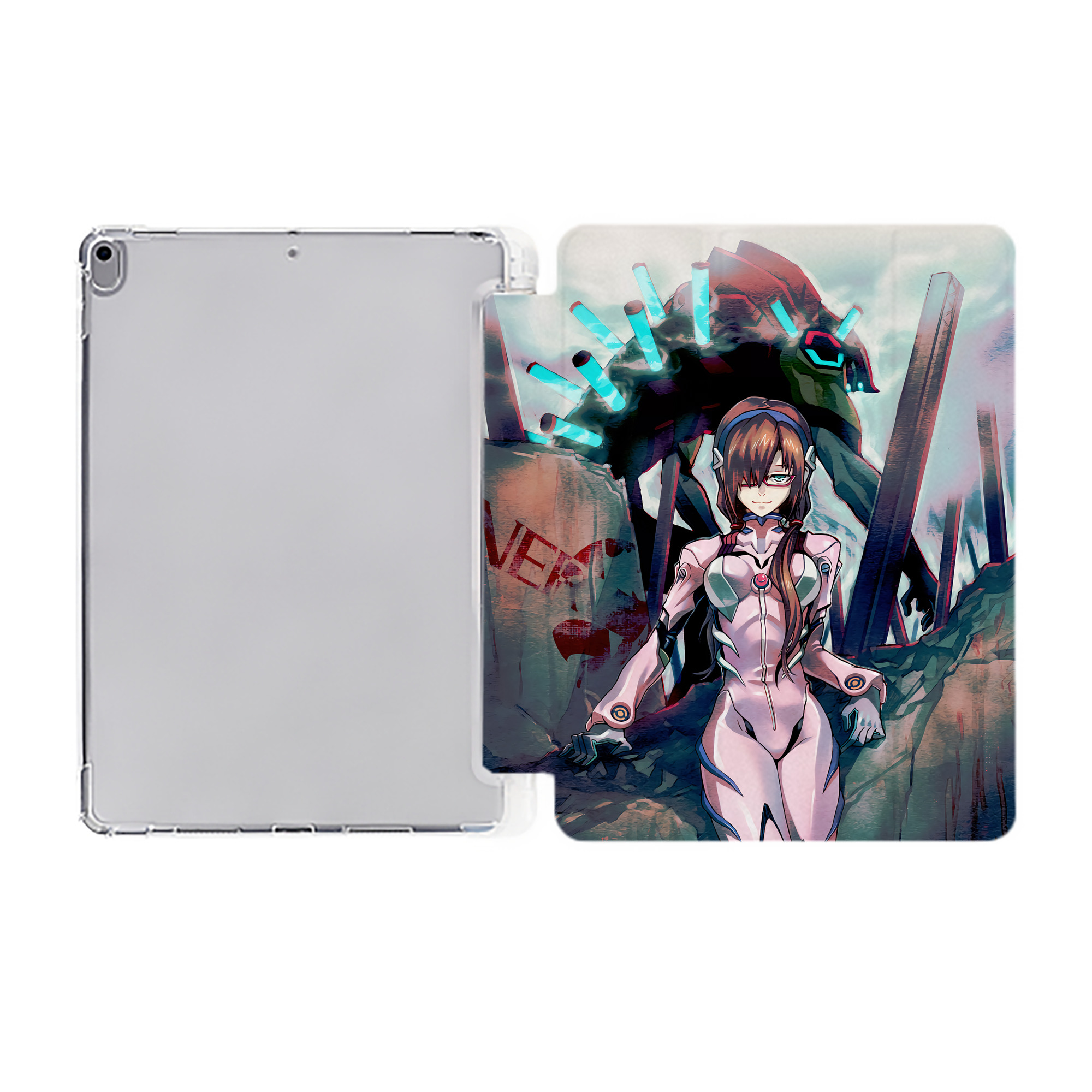 （画像用） EVA 新世紀エヴァンゲリオン IPad ケース ペン収納付き 三つ折りスタンド PUレザー×シリコン 対応機種9.5/10.5/10.9インチ